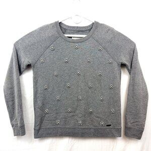 Abercrombie & Fitch Long Sleeve Beaded Winter Sweatshirt Women M Gray